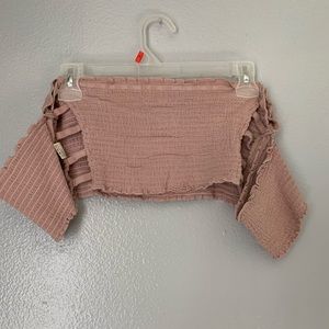 Pink off the shoulder crop top